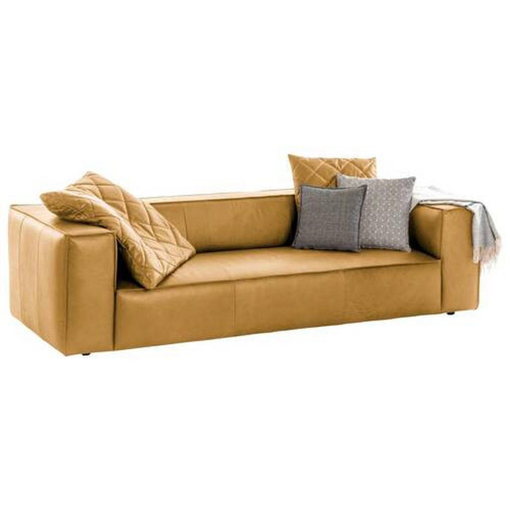 Image of W.Schillig Dreisitzer-sofa in echtleder ,[ ]}gelb , Around THE Block , Leder , Vintage , 260x66x104 cm , pigmentiert , Typenauswahl, Lederauswahl, Rücken echt , 000137009305