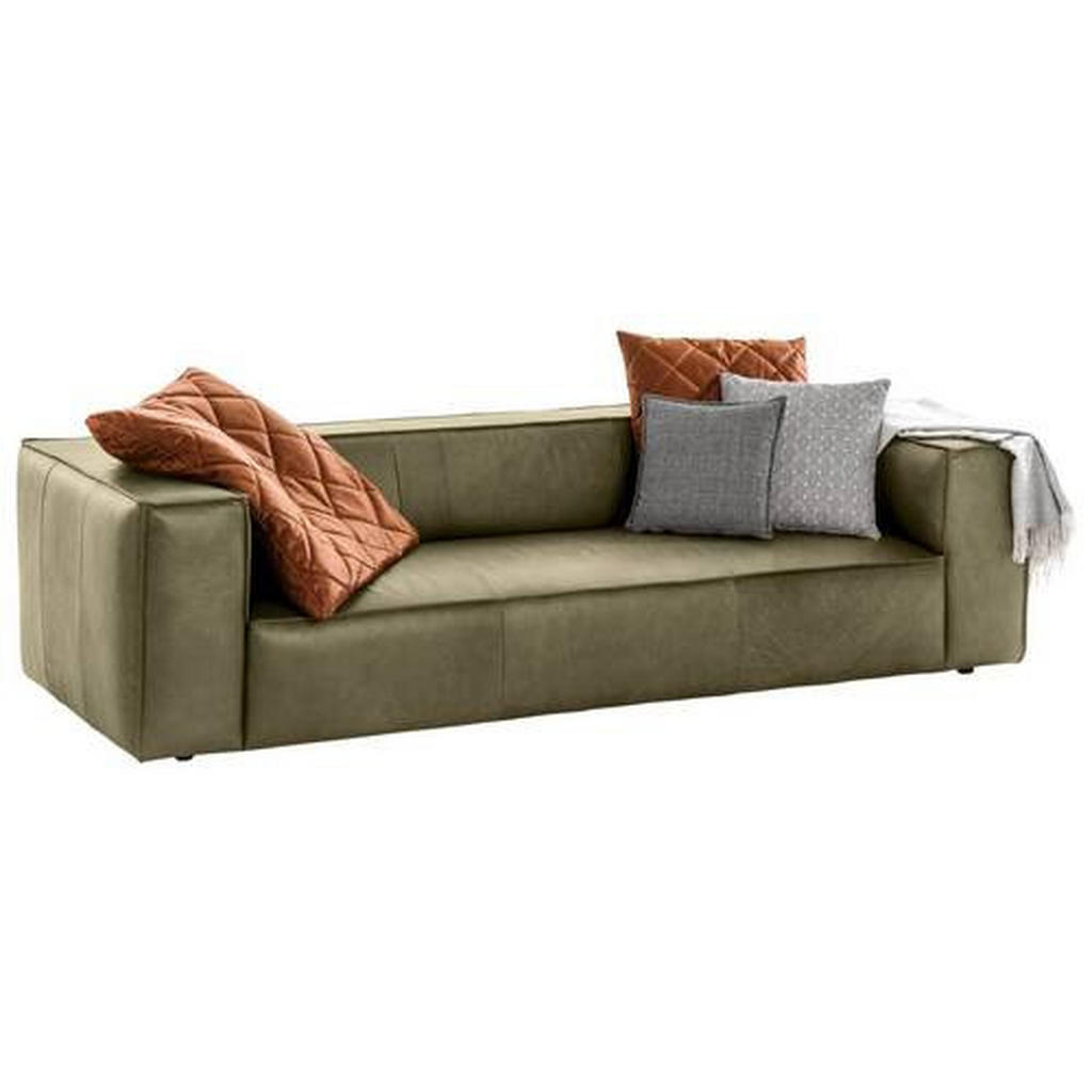 Image of W.Schillig Dreisitzer-sofa in echtleder ,[ ]}grün , Around THE Block , Leder , Vintage , 260x66x104 cm , pigmentiert , Typenauswahl, Lederauswahl, Rücken echt , 000137009328