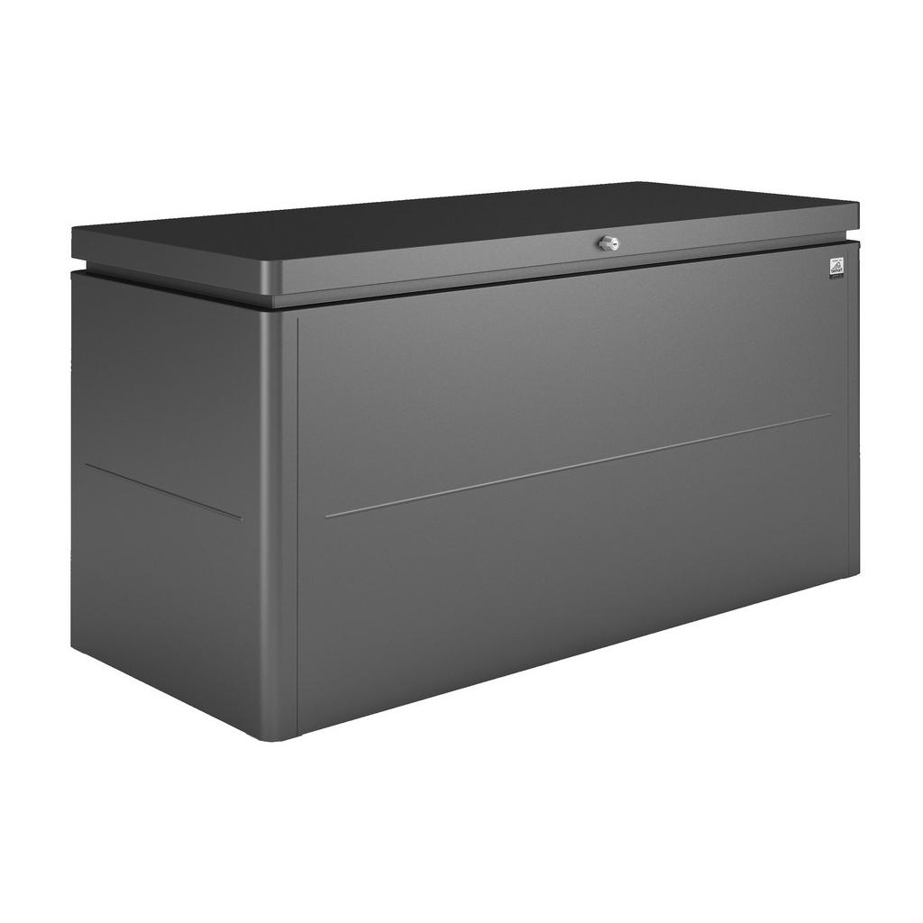 Image of Biohort Kissenbox , Loungebox 160 , Dunkelgrau , Metall , 160x83.5x70 cm , pulverbeschichtet, verzinkt , Deckel aufklappbar, absperrbar, integrierte Durchlüftung, wartungsfrei, regenwasserdicht , 001284000909