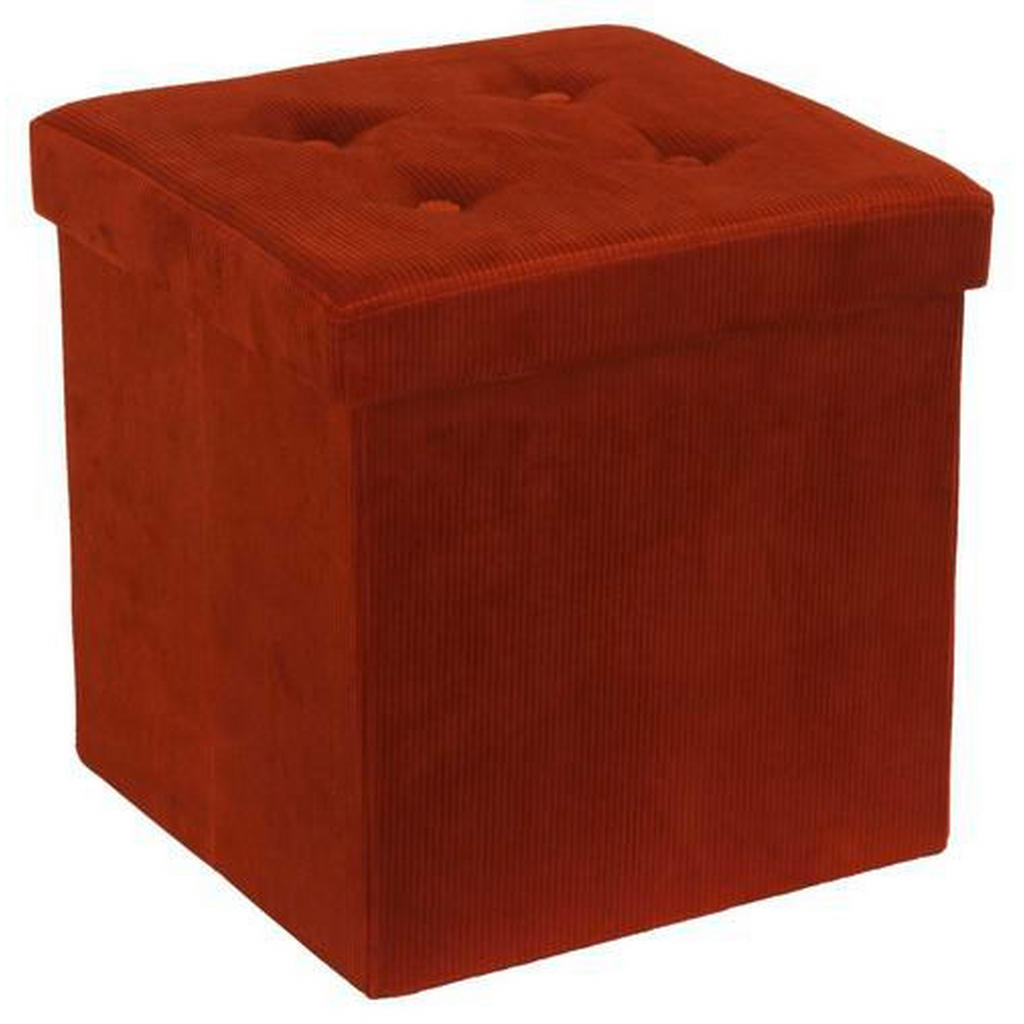 Image of Carryhome Sitzbox in textil, holzwerkstoff , Lupo , Rostfarben , 38x38x38 cm , Natur,Kord,Nachbildung , faltbar, als Aufbewahrungsbox verwendbar, Stauraum , 001635000812