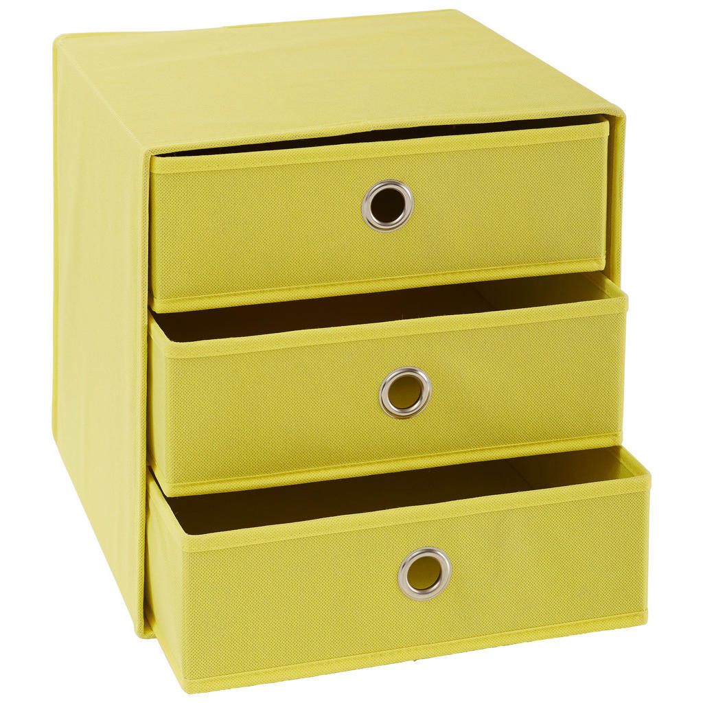 Image of Carryhome Faltbox , Cubus 3 , Gelb, Silberfarben , Metall, Textil, Karton , 32x32x31.5 cm , vernickelt,Vliesstoff , faltbar , 001635001206