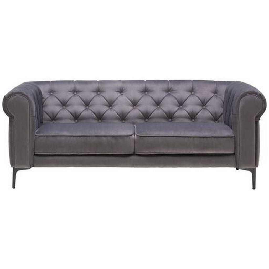 Image of Carryhome Chesterfield-sofa in samt anthrazit , Waterloo , Textil , 195x75x90 cm , lackiert,Samt , Typenauswahl, Stoffauswahl , 001877046005