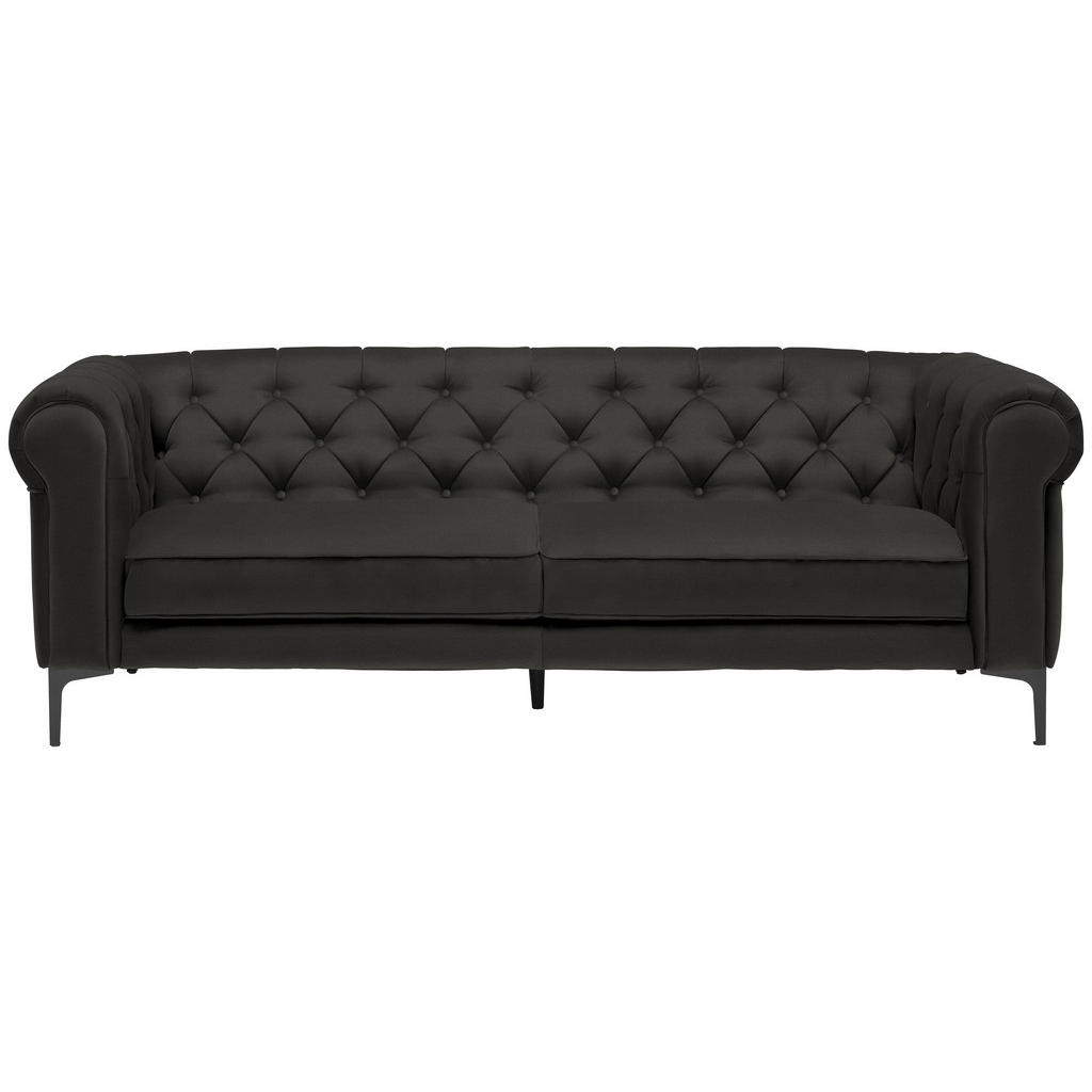 Image of Carryhome Dreisitzer-sofa in samt dunkelgrau , Waterloo , Textil , 220x75x90 cm , lackiert,Samt , Typenauswahl, Stoffauswahl, Rücken echt , 001877046017