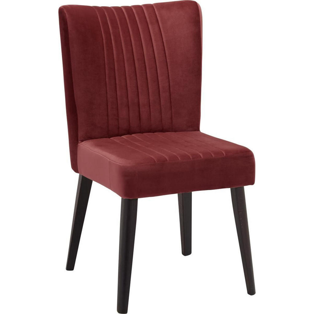 Image of Ambia Home Stuhl in holz, textil rot, dunkelbraun , Jan , massiv , Uni , 53x92x61 cm , lackiert,Echtholz , 002229010501