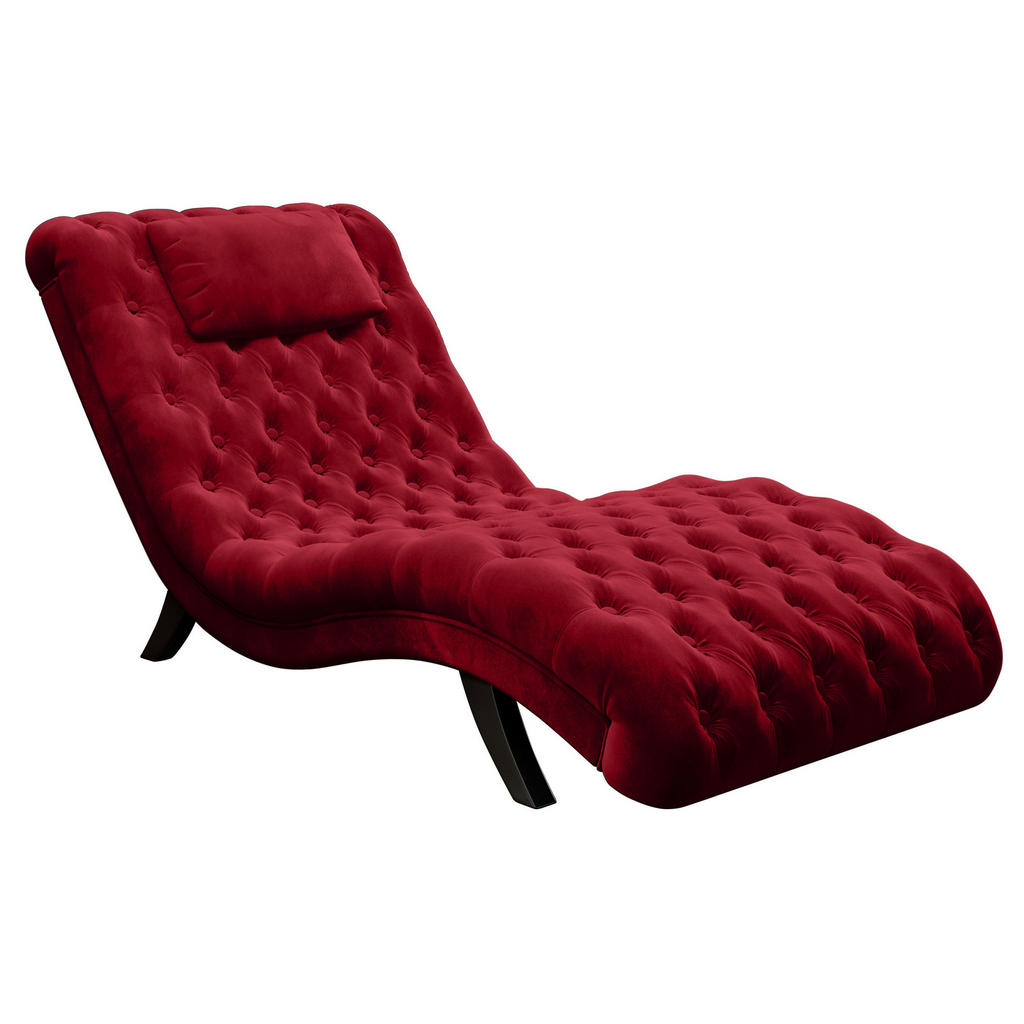 Image of Ambia Home Relaxliege in samt rot , Lord , Textil , Eiche , massiv , 73x75x163 cm , lackiert,Samt,Echtholz , Stoffauswahl , 002307016701