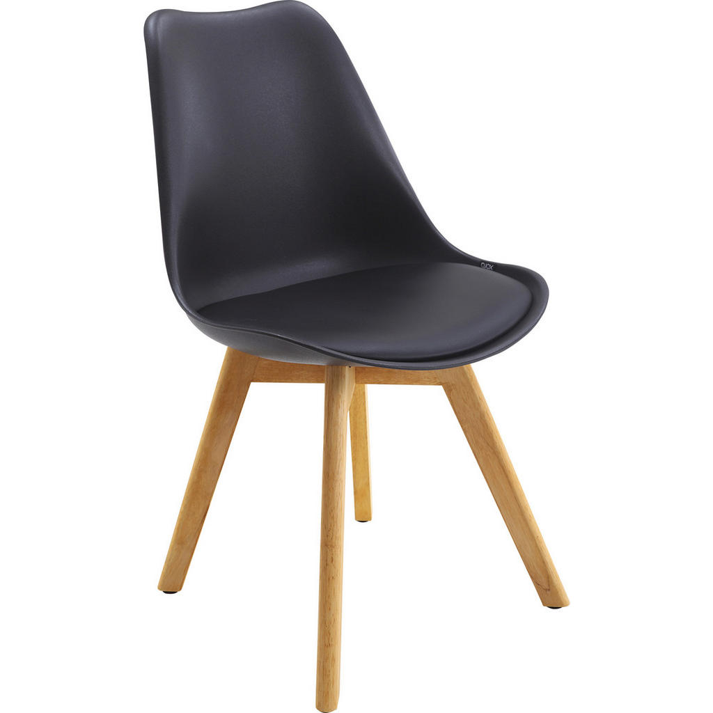 Image of Livetastic Stuhl in holz, textil schwarz, eichefarben , Aero , Kautschukholz , massiv , 48x84x53 cm , geölt,matt,Lederlook,Echtholz , 002381027402