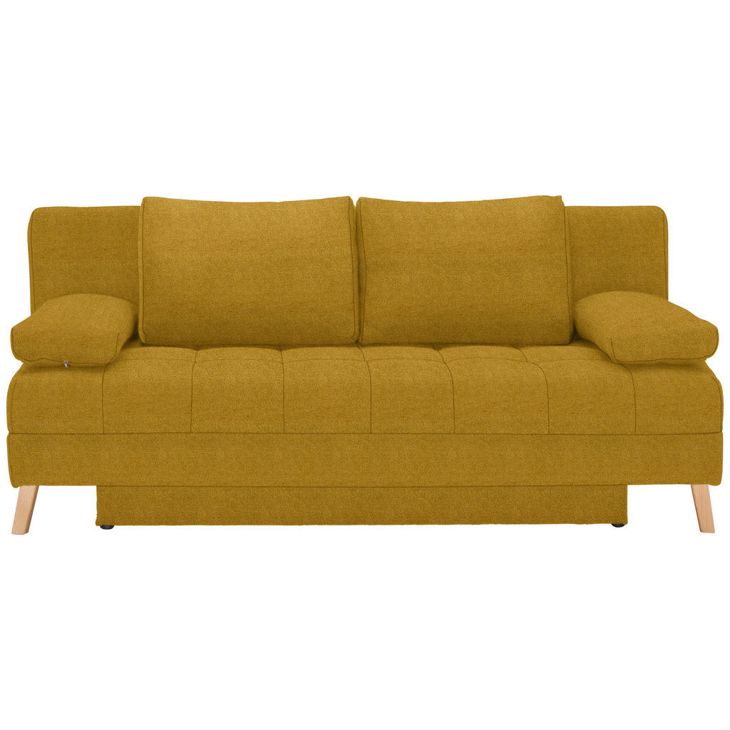 Image of Cantus Schlafsofa in textil gelb , Carola , Buche , 195x90x90 cm , Webstoff,Echtholz , Schlafen auf Sitzhöhe , 002469025502