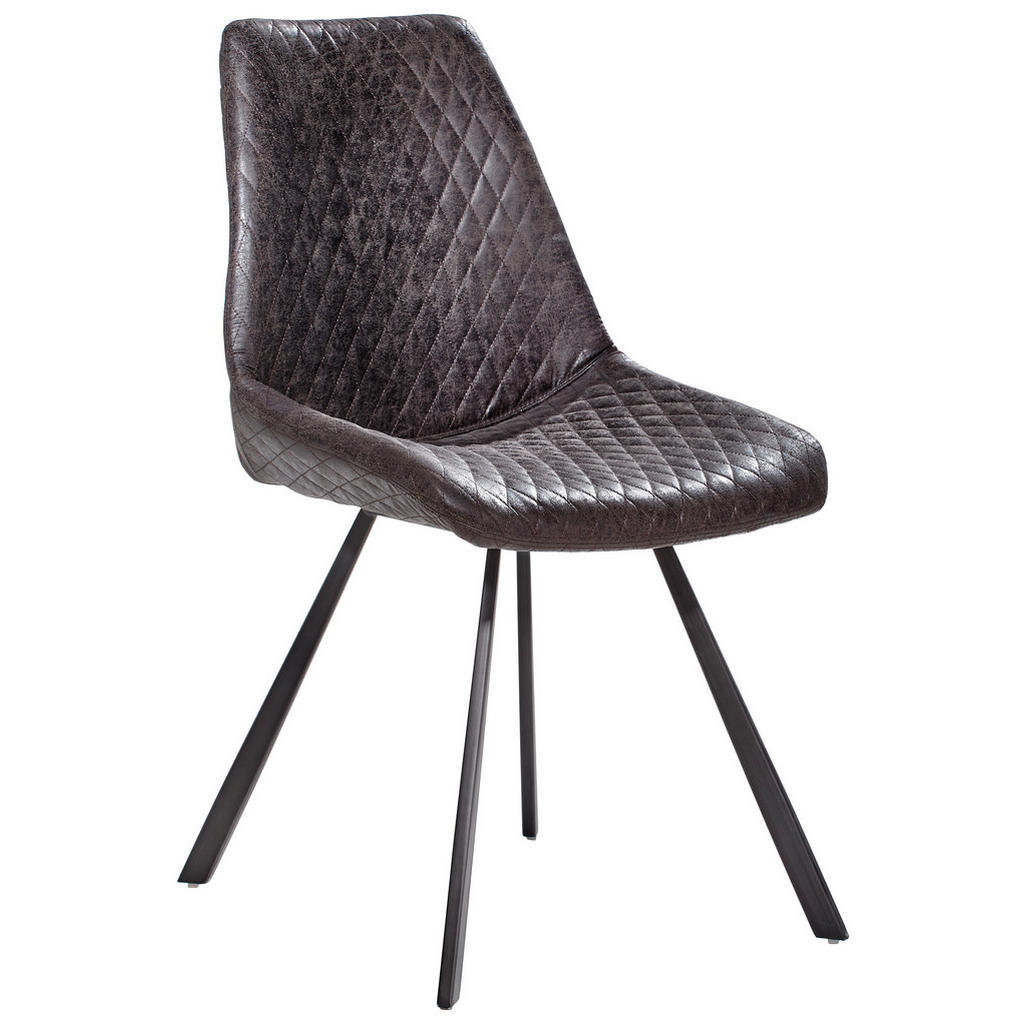 Image of Ambia Home Stuhl in metall, textil grau , Rasmus -Top- , 46x86x61 cm , matt, pulverbeschichtet,Mikrofaser , 002727014101