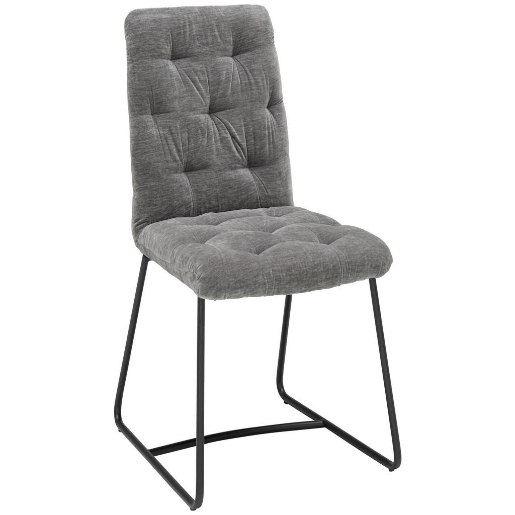 Image of Ambia Home Stuhl in metall, textil grau, schwarz , Cleo , 47x91.5x63 cm , pulverbeschichtet,Samt , 002942001303