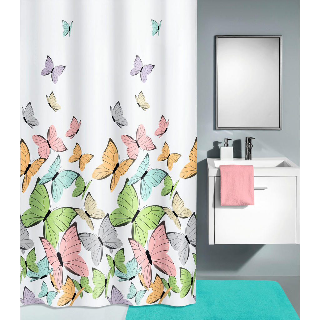 Image of Kleine Wolke Duschvorhang 180/200 cm , 5282 148 305 Butterflies , Multicolor, weiss , Textil , Schmetterling , 180x200 cm , wasserabweisend , 003342117901