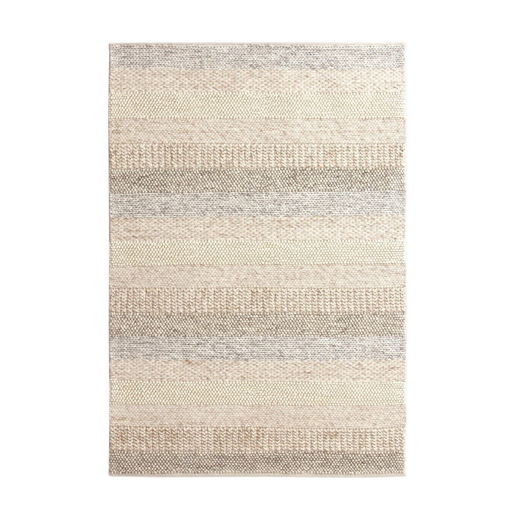 Image of Linea Natura Handwebeteppich nordic stripes 130/190 cm , Nordic Stripes , Naturfarben , Textil , Streifen , 130 cm , schmutzabweisend , 004649002161
