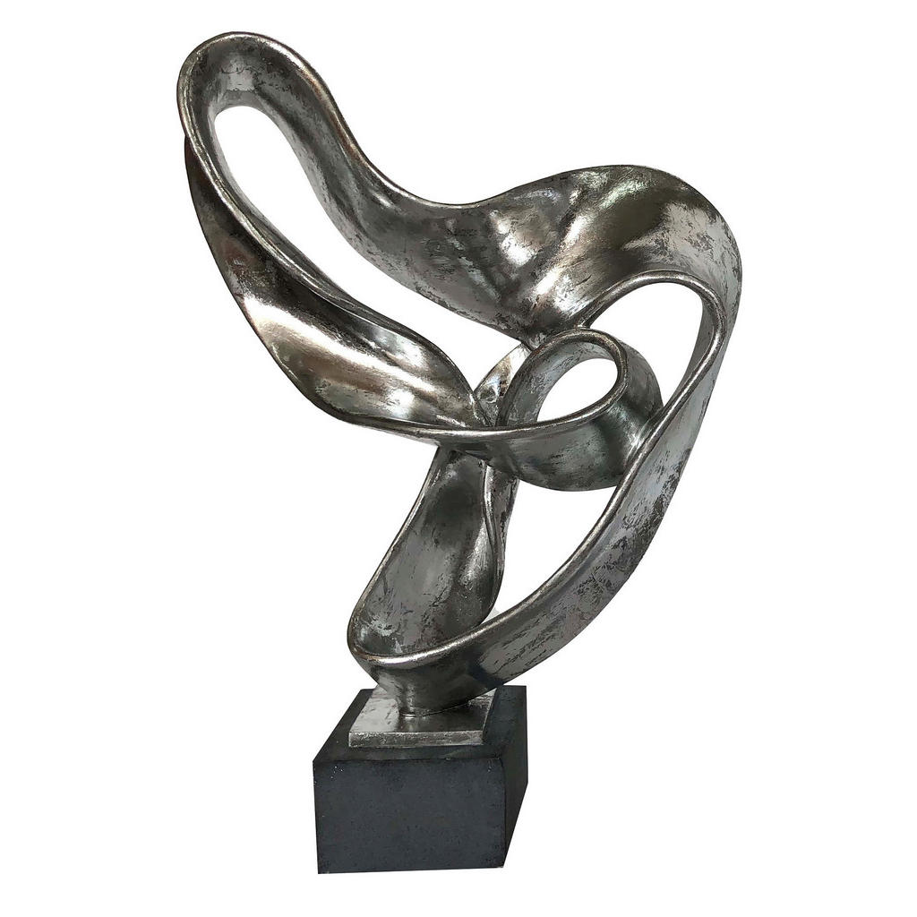Image of Ambia Home Skulptur , Cf1200036-D01 , Schwarz, Silberfarben , Kunststoff , Uni , 35x45x15.5 cm , glänzend , Kunsthandwerk, stehend, zum Stellen, handgemacht, handgemalt , 008328001601