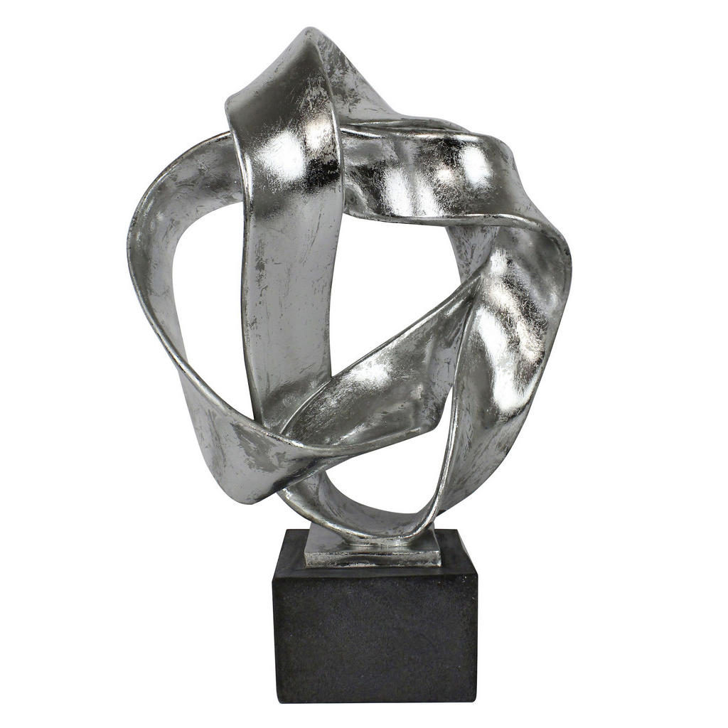 Image of Ambia Home Skulptur , Cf1200034-D01 , Schwarz, Silberfarben , Kunststoff , Uni , 29x42.5x22 cm , glänzend , Kunsthandwerk, stehend, zum Stellen, handgemacht, handgemalt , 008328002501