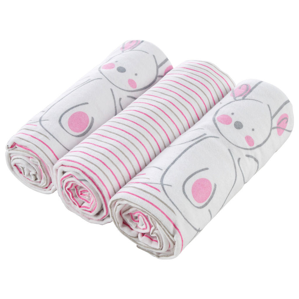 Image of My Baby Lou Stoffwindel , Hase - 3ER Pack , weiss, Pink , Textil , Hase , 75 cm , Molton , saugfähig, strapazierfähig , 008523001002