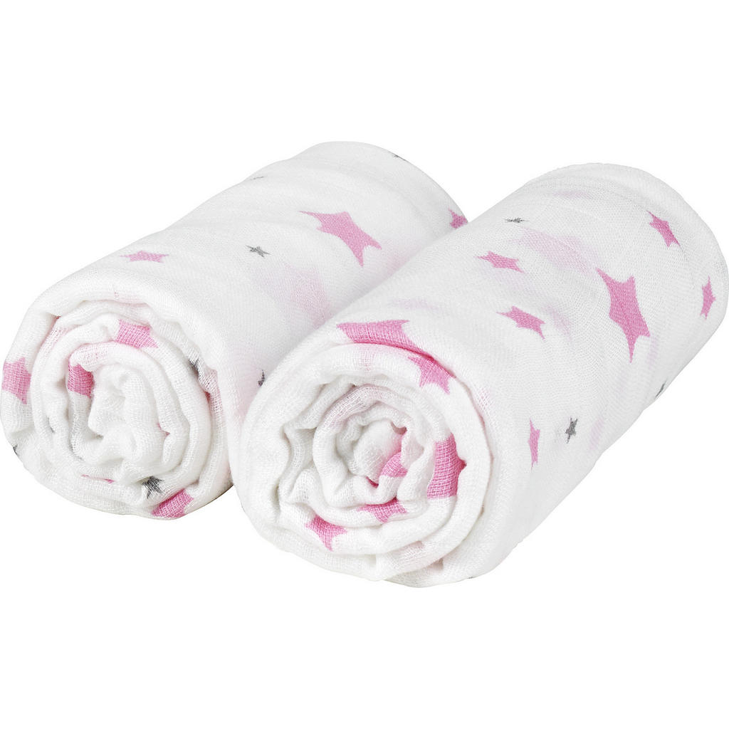 Image of My Baby Lou Stoffwindel , Bamboowindeln - 2ER Pack , weiss, Pink , Textil , Stern , 120 cm , saugfähig, strapazierfähig , 008523001202