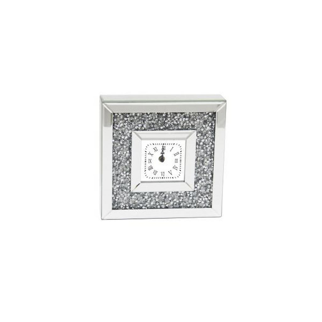 Image of Ambia Home Tischuhr 25,5/25,5/6,5 cm , Gd-5186 , Silberfarben, Transparent , Glas, Holzwerkstoff , 25.5x25.5x6.5 cm , poliert, handbemalt,klar,Nachbildung , 0089370149